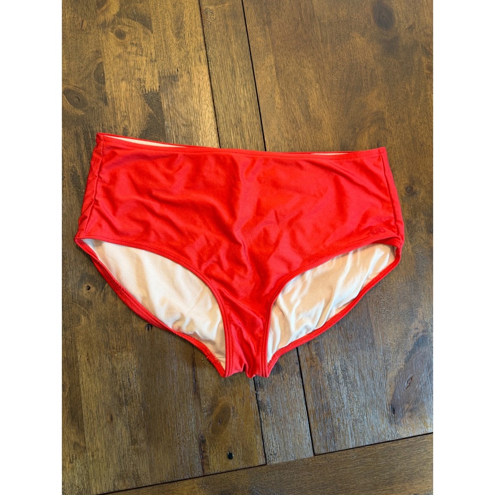 Albion Fit High Waisted Bikini Bottoms Red Swimwear Full Coverage Large